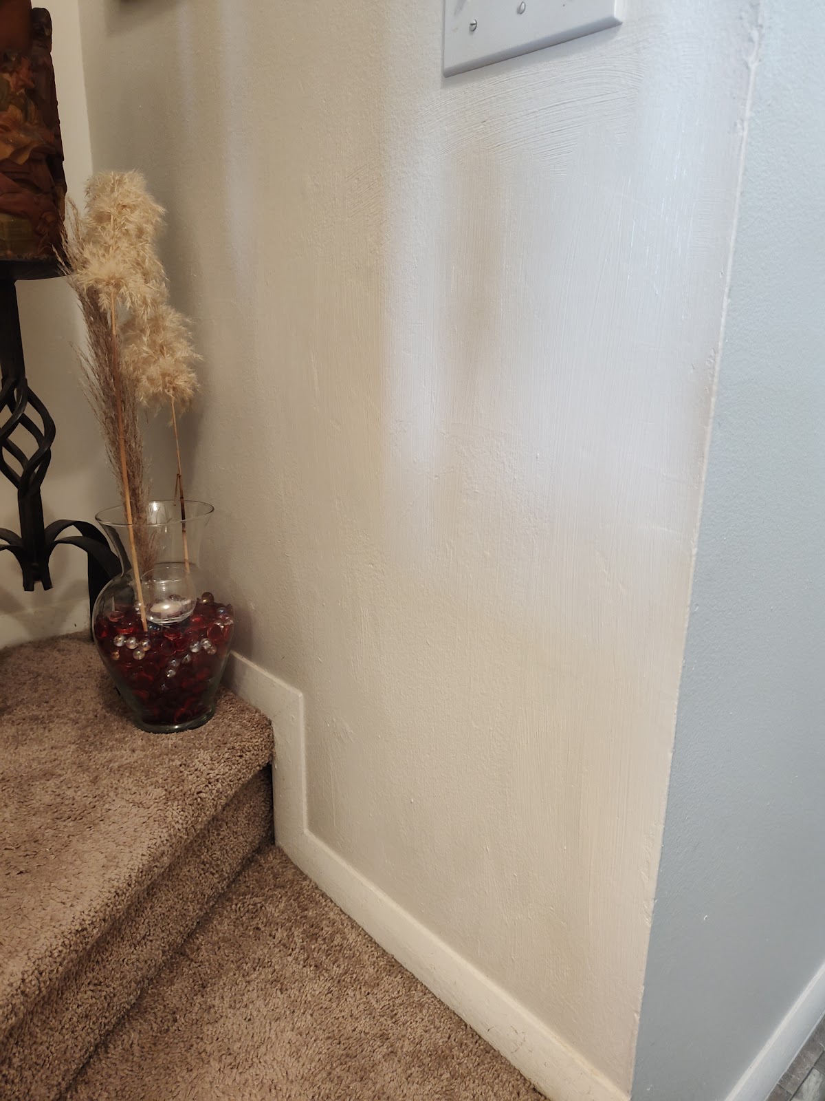 Freshly painted stairwell with clean trim lines